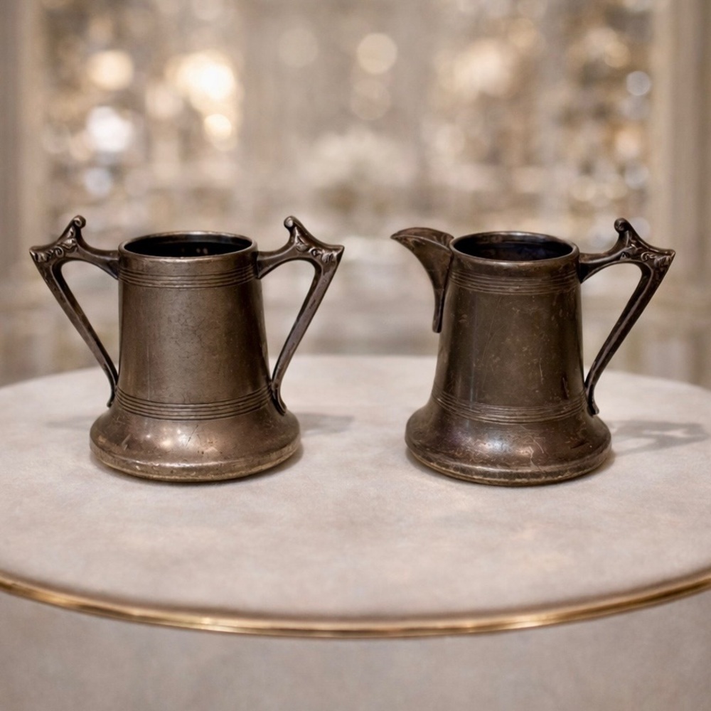 VTG ~ Silver Creamer and Sugar Set From the National Silver Co. early 1900’s